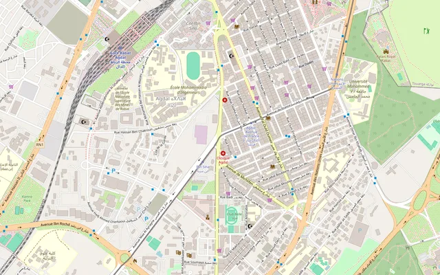 Plan du quartier d'Agdal autour de la clinique